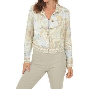 NEW CHARLIE B printed long sleeve button front jacket in atlas